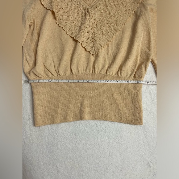 Zara Dollette knit long ruffle sleeve blouse Sz small beige/tan NWT! - Picture 11 of 14